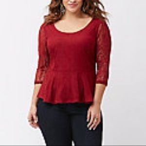 NWT 26/28 Lane Bryant Lace Peplum Top